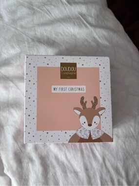 Doudou Compagnie 'My First Christmas' Gift Box Reindeer baby slippers